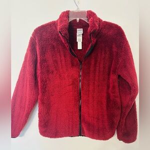 PINK Victoria Secret zip up fleece. Deep Red, Sz small , NWT